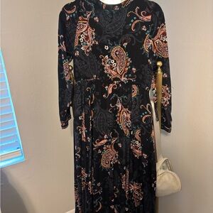 Torrid Black and Gold Bishop Sleeve Dress